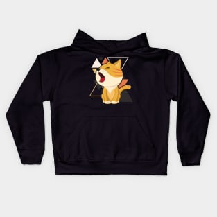 Cute ginger cat little cat yawning in triangles background adorable kitty Kittenlove Kids Hoodie